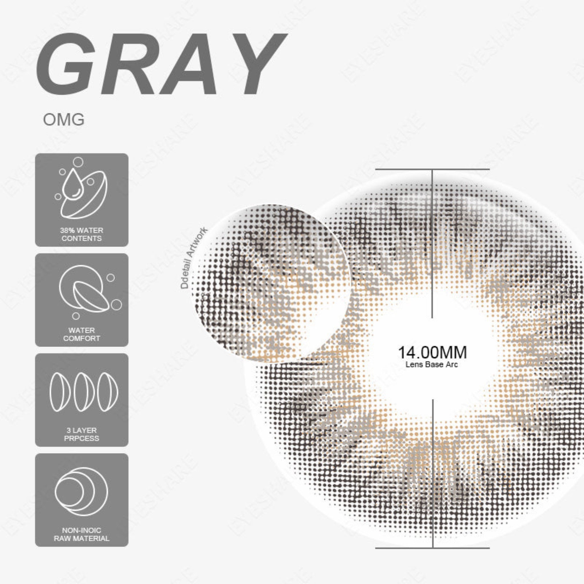 OMG Gray Cosmetic Colour Contact Lenses