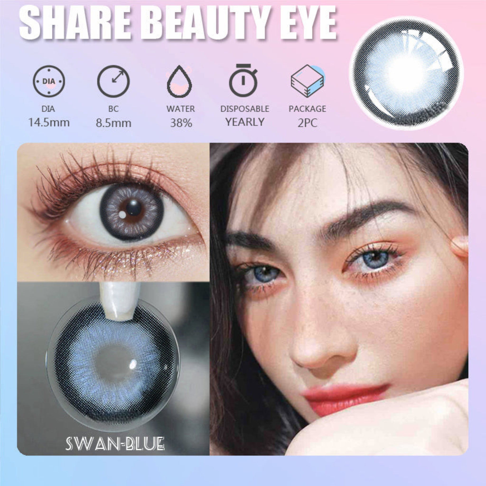 Swan Blue Cosmetic Colour Contact Lenses